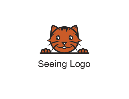 cat face with paws looking over