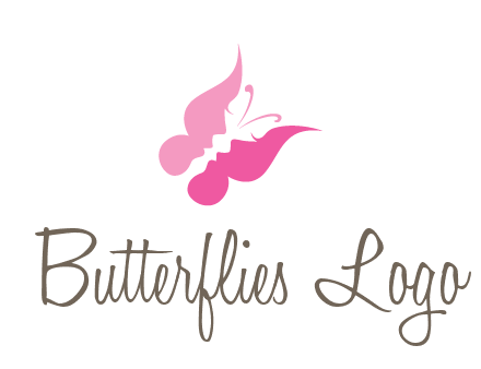 women faces in butterfly wings shape beauty logo