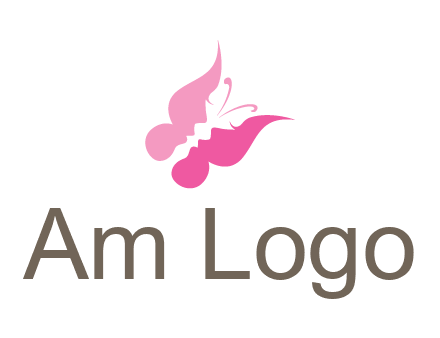 women faces in butterfly wings shape beauty logo