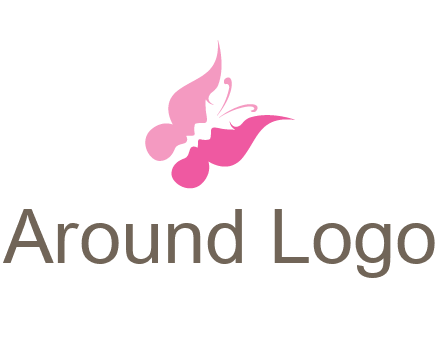 women faces in butterfly wings shape beauty logo