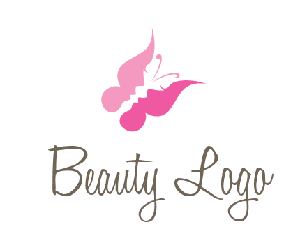 women faces in butterfly wings shape beauty logo