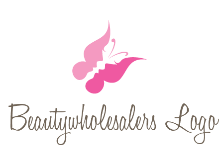 women faces in butterfly wings shape beauty logo