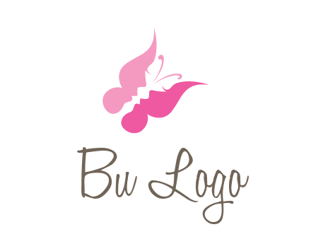 women faces in butterfly wings shape beauty logo