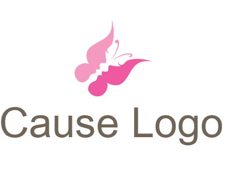 women faces in butterfly wings shape beauty logo