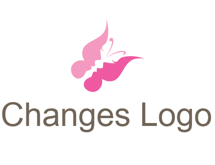 women faces in butterfly wings shape beauty logo