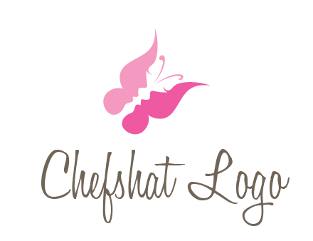 women faces in butterfly wings shape beauty logo