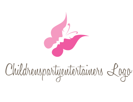 women faces in butterfly wings shape beauty logo