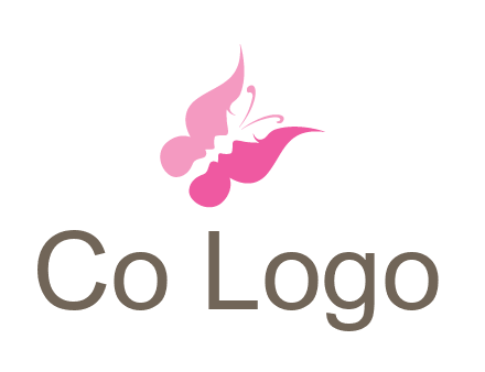 women faces in butterfly wings shape beauty logo