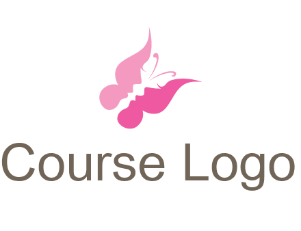 women faces in butterfly wings shape beauty logo