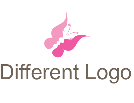women faces in butterfly wings shape beauty logo