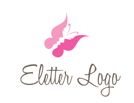 women faces in butterfly wings shape beauty logo