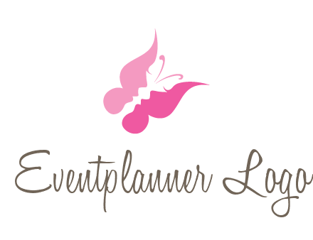 women faces in butterfly wings shape beauty logo