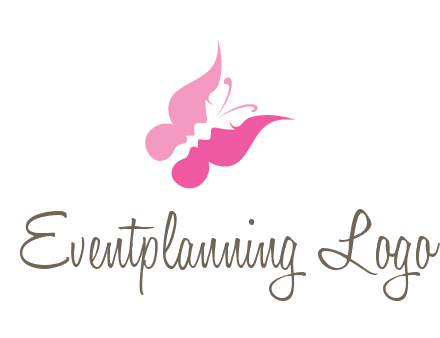 women faces in butterfly wings shape beauty logo