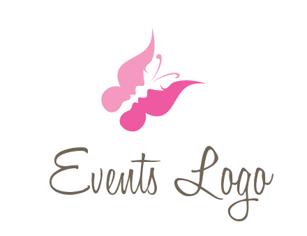 women faces in butterfly wings shape beauty logo