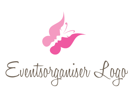 women faces in butterfly wings shape beauty logo