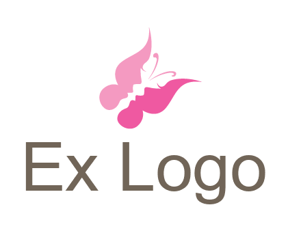 women faces in butterfly wings shape beauty logo