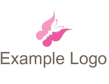 women faces in butterfly wings shape beauty logo