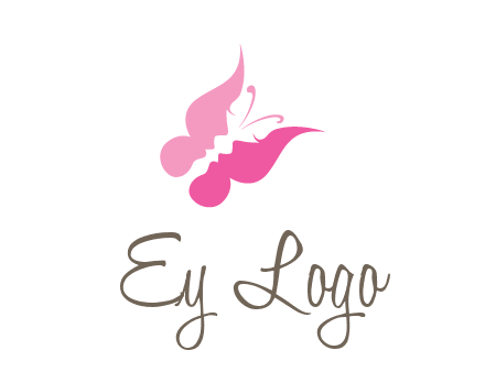 women faces in butterfly wings shape beauty logo