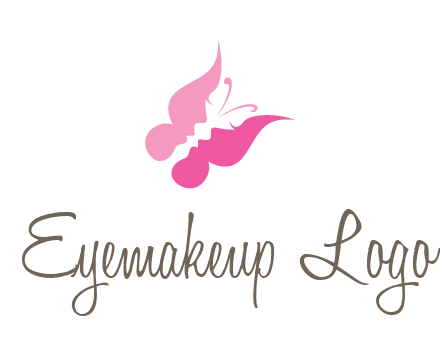 women faces in butterfly wings shape beauty logo