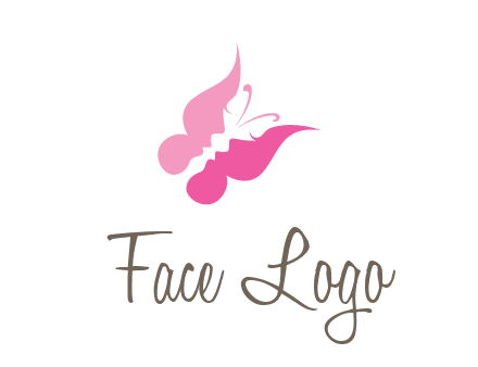 women faces in butterfly wings shape beauty logo