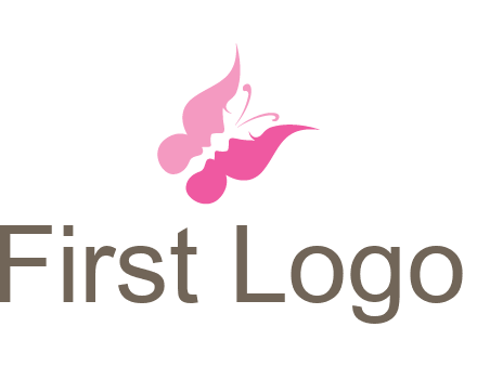 women faces in butterfly wings shape beauty logo