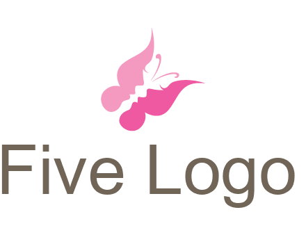 women faces in butterfly wings shape beauty logo