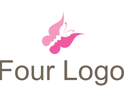 women faces in butterfly wings shape beauty logo