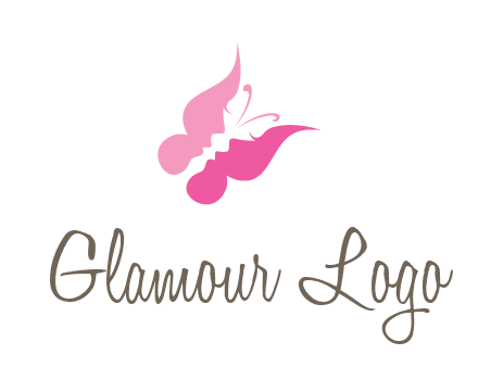 women faces in butterfly wings shape beauty logo