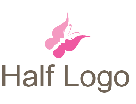 women faces in butterfly wings shape beauty logo