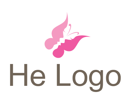 women faces in butterfly wings shape beauty logo