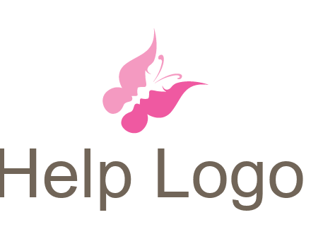 women faces in butterfly wings shape beauty logo