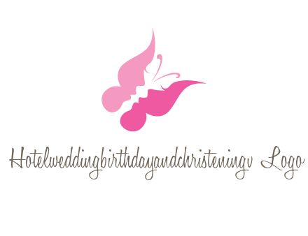 women faces in butterfly wings shape beauty logo