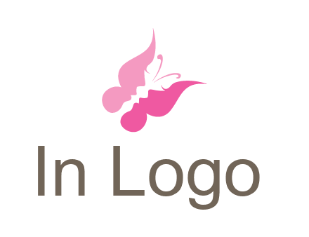 women faces in butterfly wings shape beauty logo