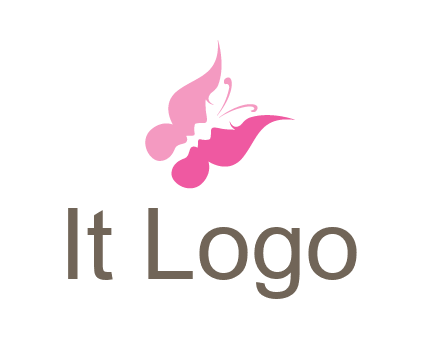 women faces in butterfly wings shape beauty logo