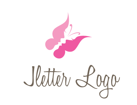 women faces in butterfly wings shape beauty logo