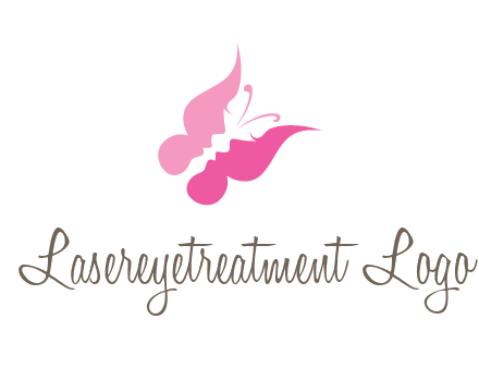 women faces in butterfly wings shape beauty logo