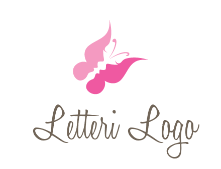 women faces in butterfly wings shape beauty logo