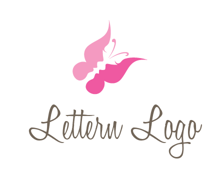 women faces in butterfly wings shape beauty logo