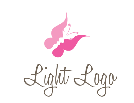 women faces in butterfly wings shape beauty logo