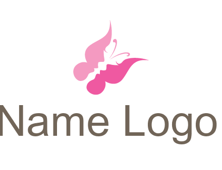 women faces in butterfly wings shape beauty logo
