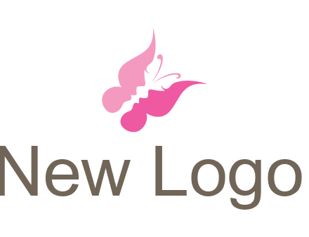 women faces in butterfly wings shape beauty logo