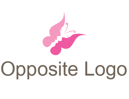 women faces in butterfly wings shape beauty logo