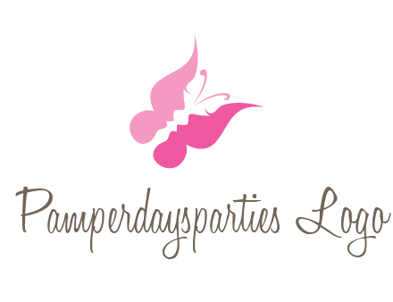 women faces in butterfly wings shape beauty logo