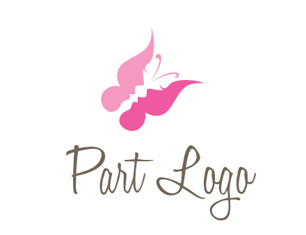 women faces in butterfly wings shape beauty logo
