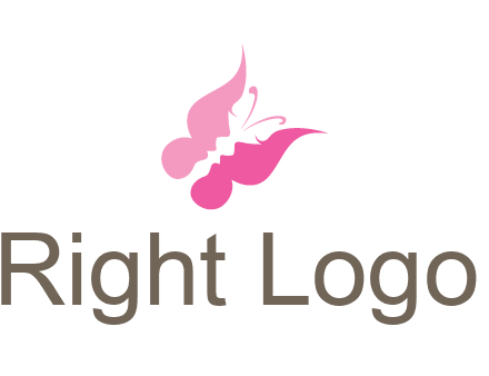 women faces in butterfly wings shape beauty logo