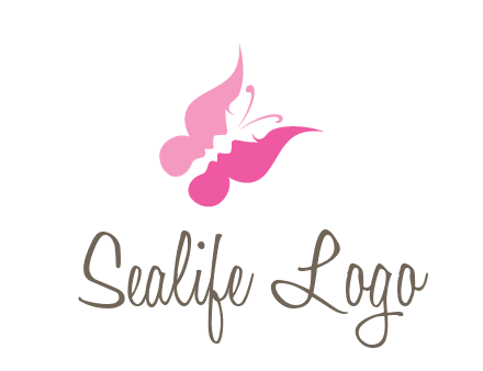 women faces in butterfly wings shape beauty logo