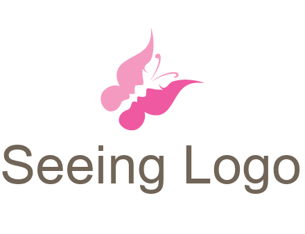 women faces in butterfly wings shape beauty logo