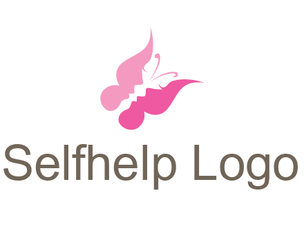 women faces in butterfly wings shape beauty logo