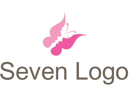 women faces in butterfly wings shape beauty logo