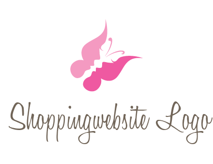 women faces in butterfly wings shape beauty logo
